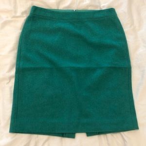 J. Crew number 2 pencil skirt, green wool lined, 4